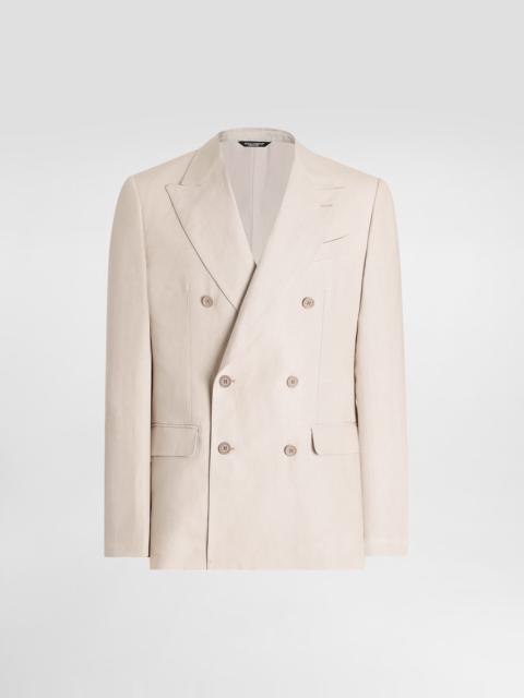 Double-breasted linen fabric jacket