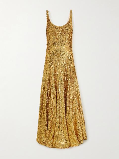 Sequined Crepe De Chine Maxi Dress