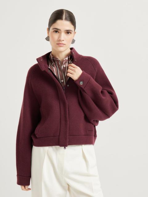 Cashmere double knit outerwear jacket with shiny detail