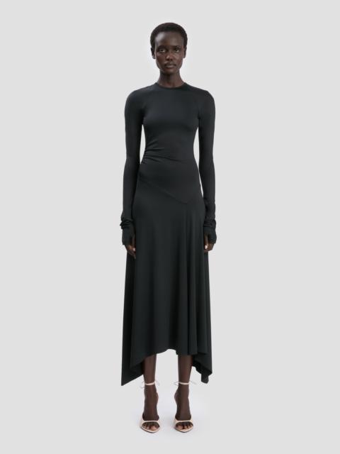 Long Sleeve Midi Dress In Black