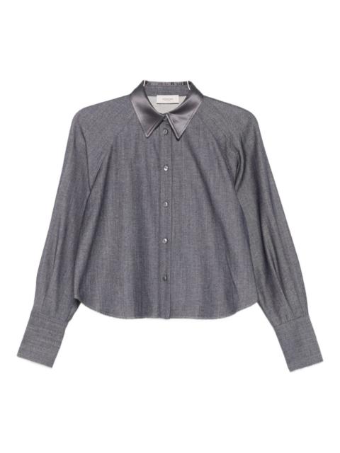 satin-collar shirt