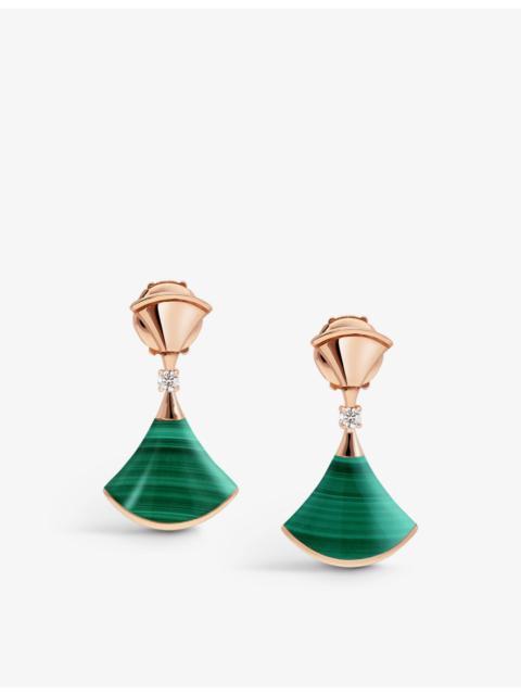 Divas' Dream 18ct rose-gold, 0.07ct diamond and malachite earrings