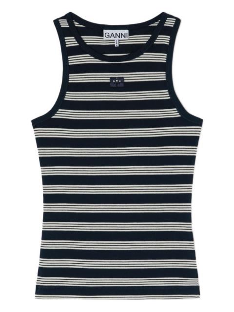 striped embroidered-logo top