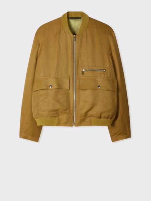 Khaki Viscose-Linen Bomber Jacket
