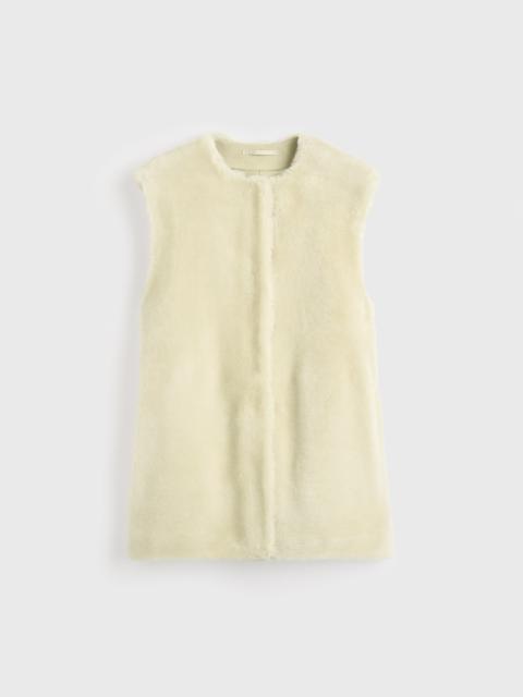 Plush shearling vest ecru
