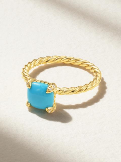 Châtelaine18-karat Gold, Turquoise And Diamond Ring