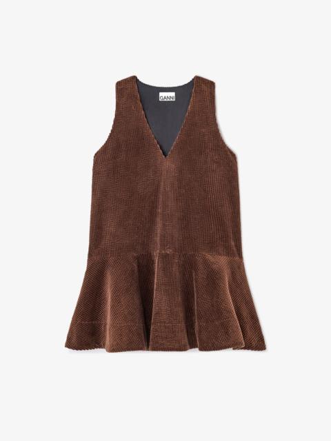 BROWN CORDUROY MINI DRESS