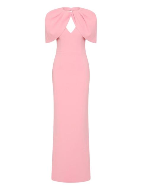 Xena petal-sleeve keyhole gown