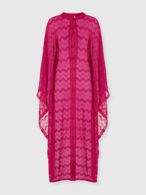 Long cover-up caftan in zigzag lamé viscose