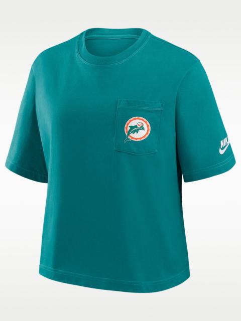 Miami Dolphins Rewind Pocket Boxy Women's Nike NFL T-Shirt