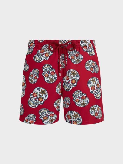 Men Red Swim Trunks Día de Muertos