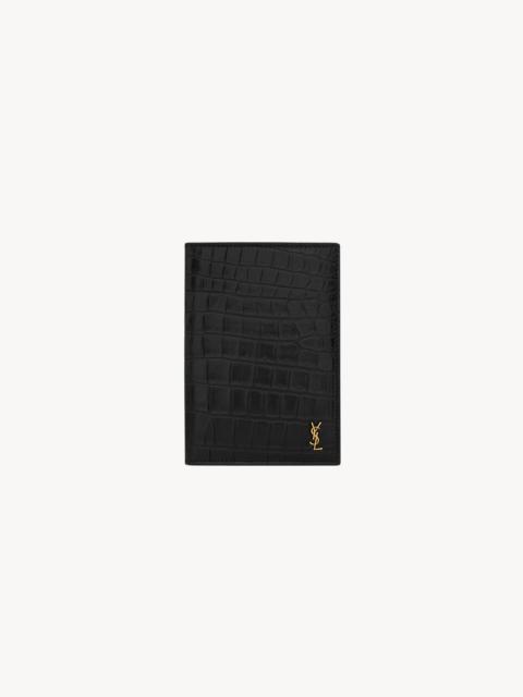 TINY CASSANDRE PASSPORT CASE IN CROCODILE-EMBOSSED LEATHER