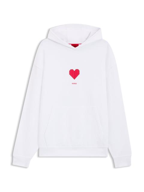 COTTON-TERRY HOODIE WITH ORIGAMI-HEART ARTWORK