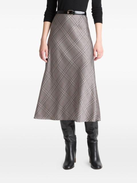 pressed plaid hem skirt