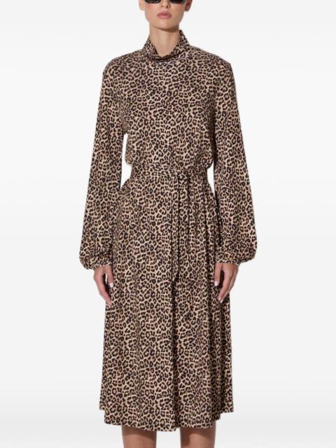 animal-print midi dress