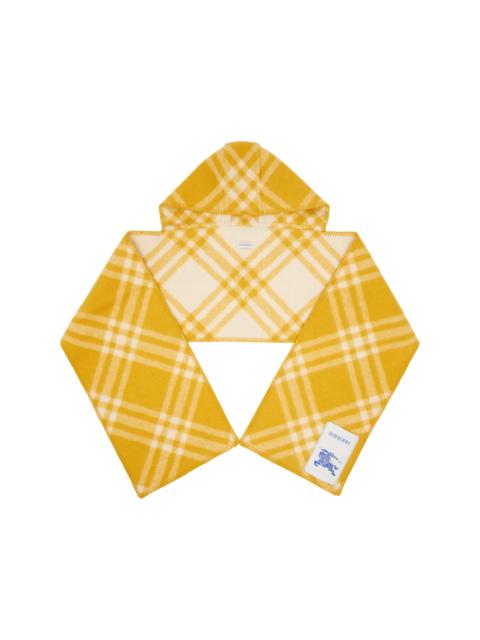Yellow Check Wool Hooded Scarf