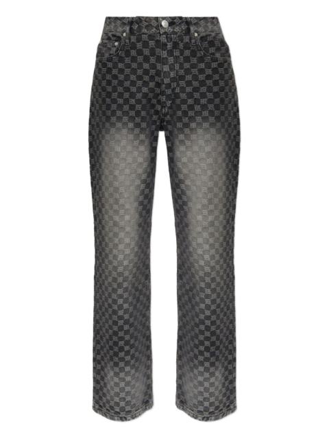 monogram-check jeans