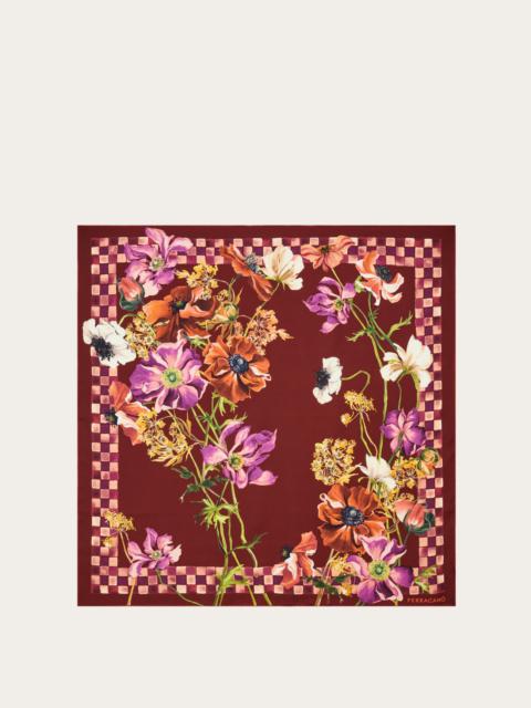 Fiori print silk scarf