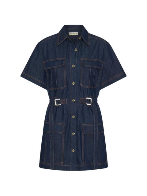 button belted mini dress