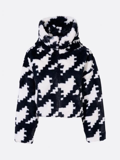 Houndstooth Noelle Faux Fur Jacket