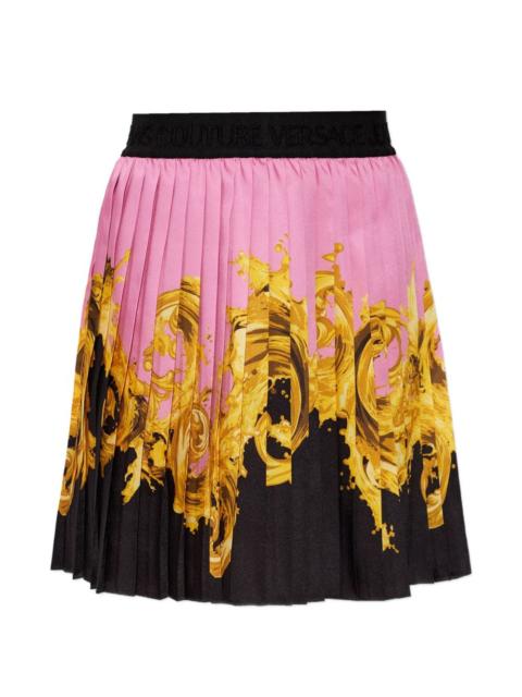 printed twill pleated mini skirt