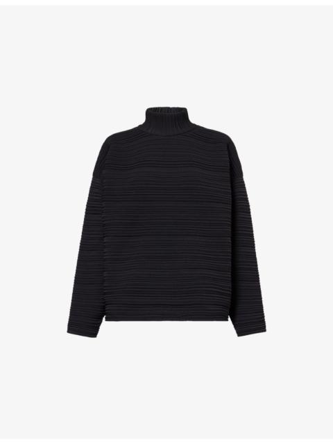 Crepe High-Neck Knitted Top