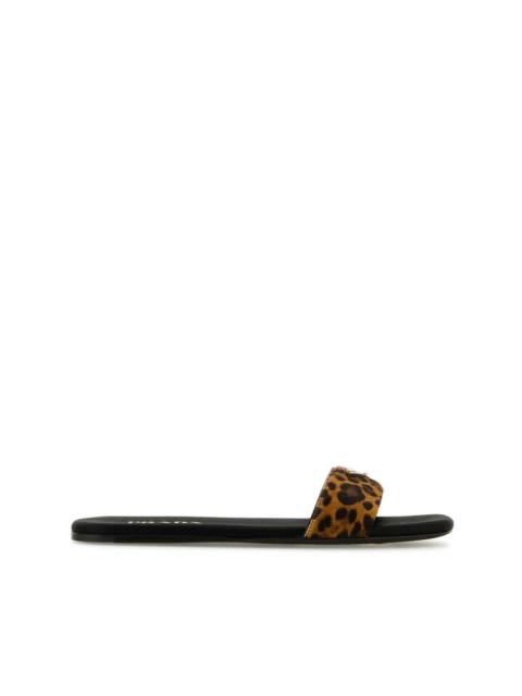 animal-print leather sandals