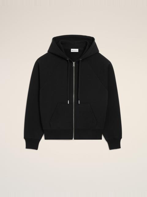 BLACK COTTON EMBOSSED AMI DE COEUR ZIPPED HOODIE