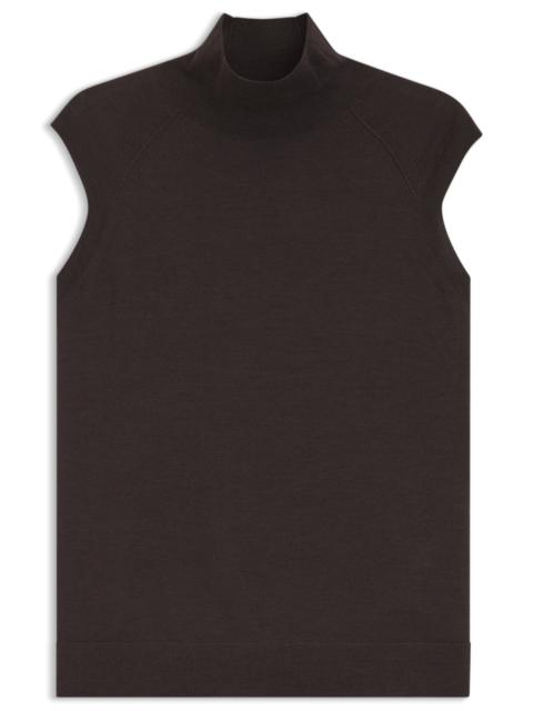 SLEEVELESS TOP IN MERINO WOOL WITH MOCK NECK