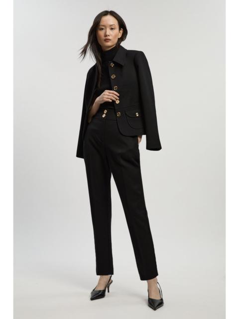 Textured Compact Stretch Tailored Straight Leg Trouser