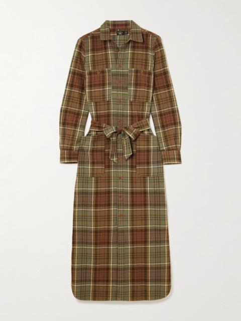 Selina Belted Checked Cotton-flannel Maxi Shirt Dress