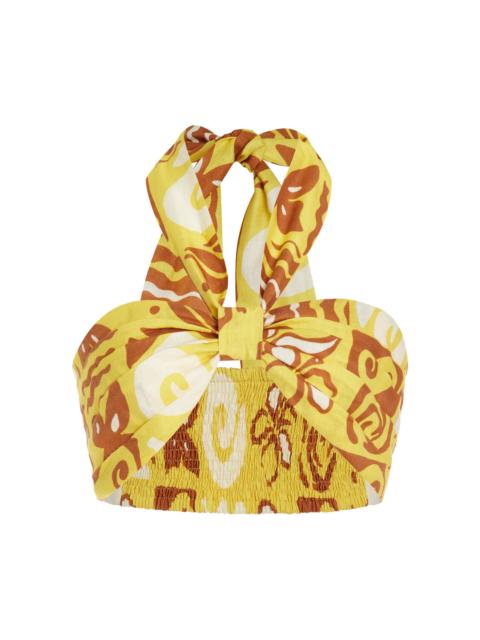 Exclusive Vita Linen Halter Crop Top yellow