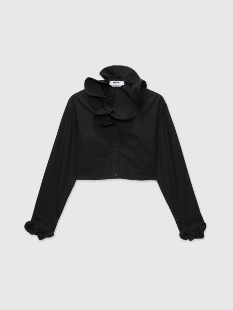 Poplin cropped shirt with elegant collar