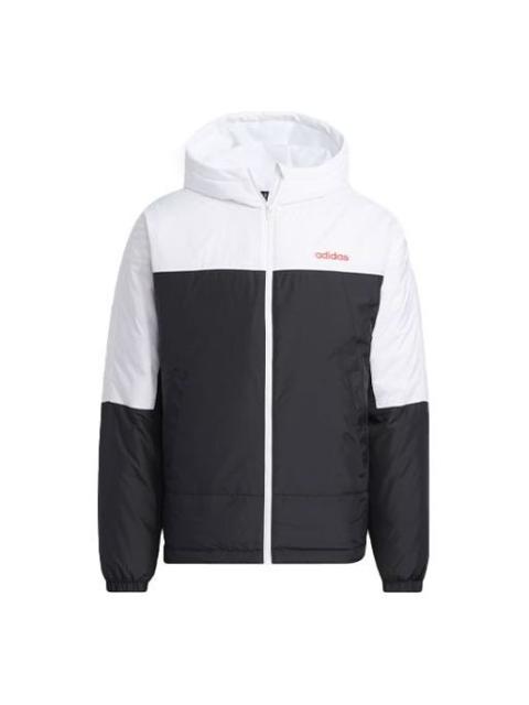 Men's adidas neo Dwn Cb Brd Jk Large Logo Printing Contrasting Colors Stay Warm Hooded Down Jacket B