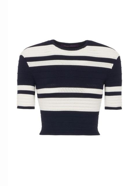 Striped Textured Cropped Sweater