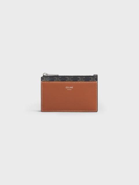 Zipped Card Holder in Triomphe Canvas and Lambskin