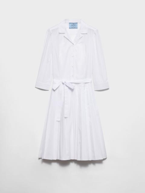 Pleated poplin shirt dress