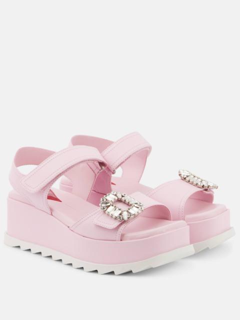 Embellished leather platform sandals