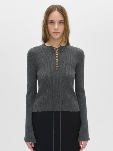 Fanja Cropped Laced Up Serafino Sweater