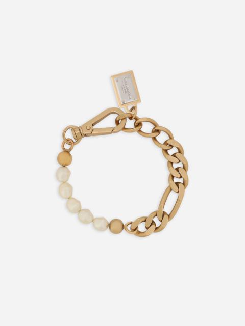 Link bracelet with pearls