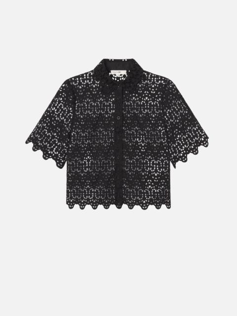 The Deco Eyelet Top in Black