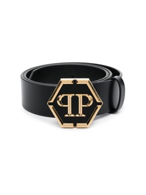 Hexagon leather belt