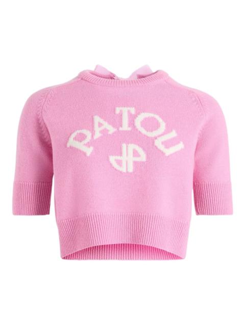 logo-intarsia ribbon-detailed sweater