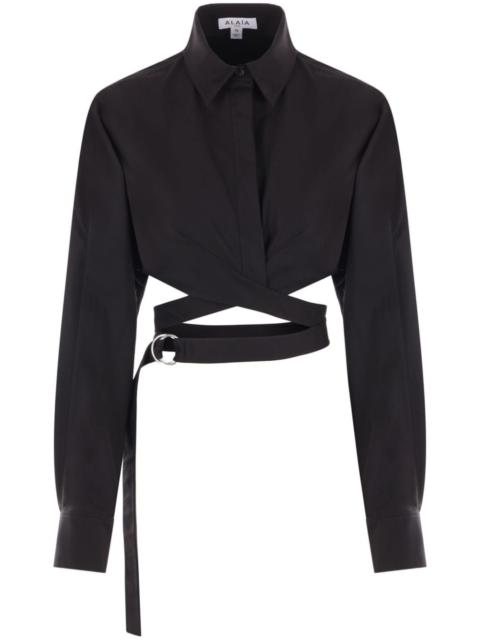 tie-waist cotton shirt