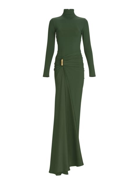 Lena Ruched Maxi Dress green