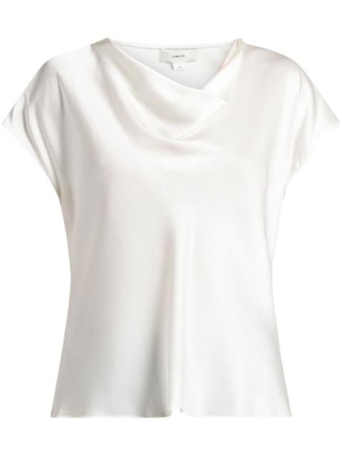 cowl-neck silk blouse