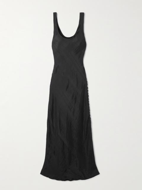 Adele Button-embellished Silk-faille Midi Dress