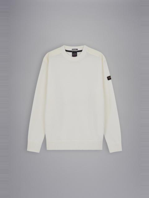BRETAGNE WOOL CREW NECK WITH ICONIC BADGE