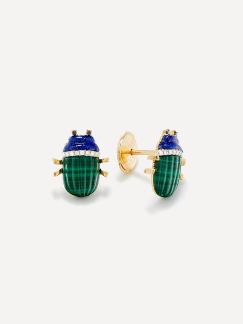 9ct Gold Scarab Stud Earrings