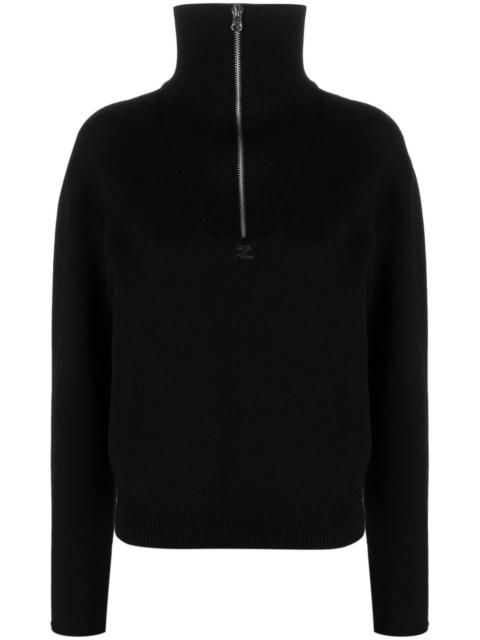 logo-patch half-zip jumper
